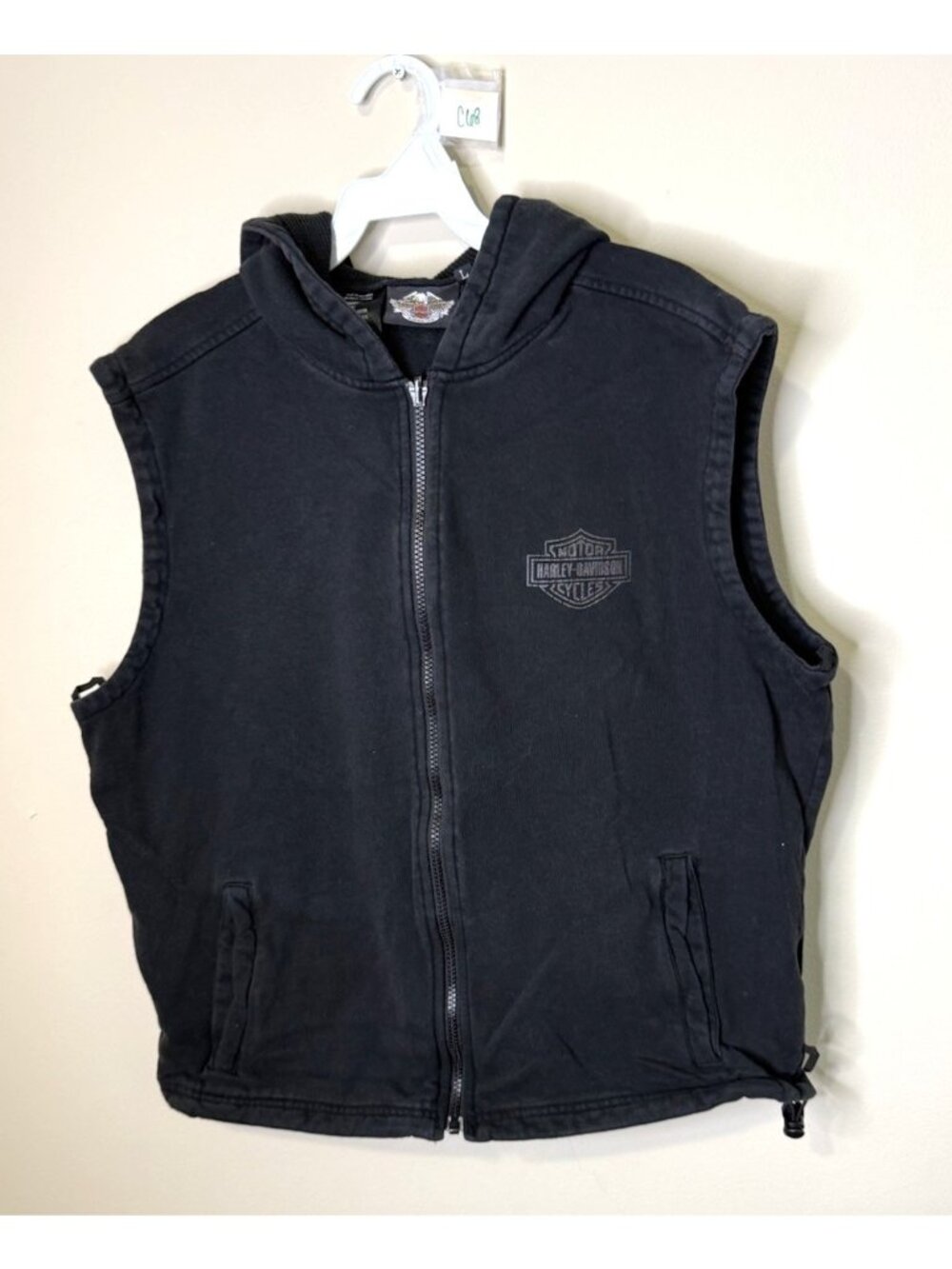 Vintage 90s Harley Davidson Hooded Sweatshirt Vest Faded